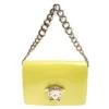 Versace Neon Yellow Patent Leather Medusa Palazzo Shoulder Bag For Women