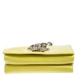 Versace Neon Yellow Patent Leather Medusa Palazzo Shoulder Bag For Women -Versace Official Website luxury women versace new handbags p240637 006