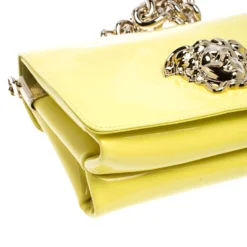 Versace Neon Yellow Patent Leather Medusa Palazzo Shoulder Bag For Women -Versace Official Website luxury women versace new handbags p240637 007