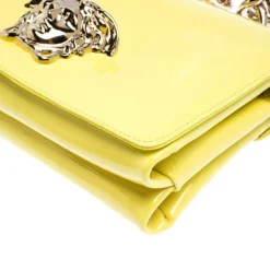 Versace Neon Yellow Patent Leather Medusa Palazzo Shoulder Bag For Women -Versace Official Website luxury women versace new handbags p240637 008