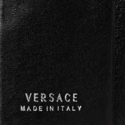 Versace Black Croc Embossed Leather Medusa Flap Compact Wallet For Women -Versace Official Website luxury women versace new handbags p308242 007
