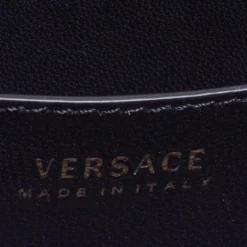 Versace Black Leather Small Virtus Saddle Bag For Women -Versace Official Website luxury women versace new handbags p384492 008