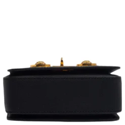 Versace Black/Yellow Baroque Print Leather Icon Shoulder Bag For Women -Versace Official Website luxury women versace new handbags p537199 005