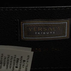 Versace Black/Yellow Baroque Print Leather Icon Shoulder Bag For Women -Versace Official Website luxury women versace new handbags p537199 010