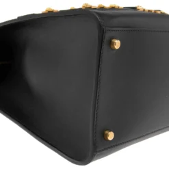 Versace Black Leather Tribute Medussa Studded Tote For Women -Versace Official Website luxury women versace new handbags p574655 010