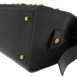 Versace Black Leather Tribute Medussa Studded Tote For Women -Versace Official Website luxury women versace new handbags p574655 011