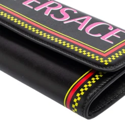 Versace Black Leather Vintage Logo Flap Continental Wallet For Women -Versace Official Website luxury women versace new handbags p575567 008