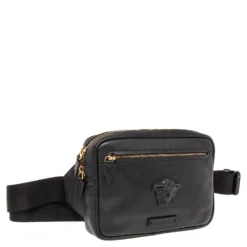 Versace Black Leather La Medusa Belt Bag For Women 13 Versace Black Leather La Medusa Belt Bag For Women -Versace Official Website luxury women versace new handbags p601140 008