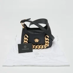 Versace Black Leather La Medusa Crossbody Bag For Women -Versace Official Website luxury women versace new handbags p648999 008