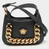 Versace Black Leather La Medusa Crossbody Bag For Women