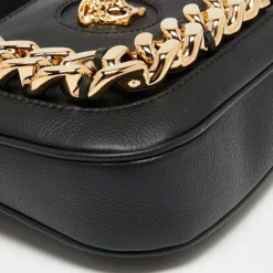 Versace Black Leather La Medusa Crossbody Bag For Women -Versace Official Website luxury women versace new handbags p648999 012