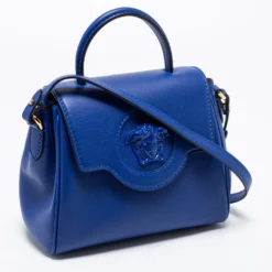 Versace Blue Leather La Medusa Top Handle Bag For Women 15 Versace Blue Leather La Medusa Top Handle Bag For Women -Versace Official Website luxury women versace new handbags p679950 012