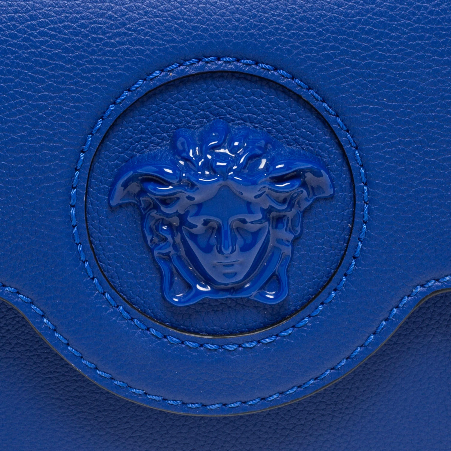 Versace Blue Leather La Medusa Top Handle Bag For Women 5 Versace Blue Leather La Medusa Top Handle Bag For Women - Image 5