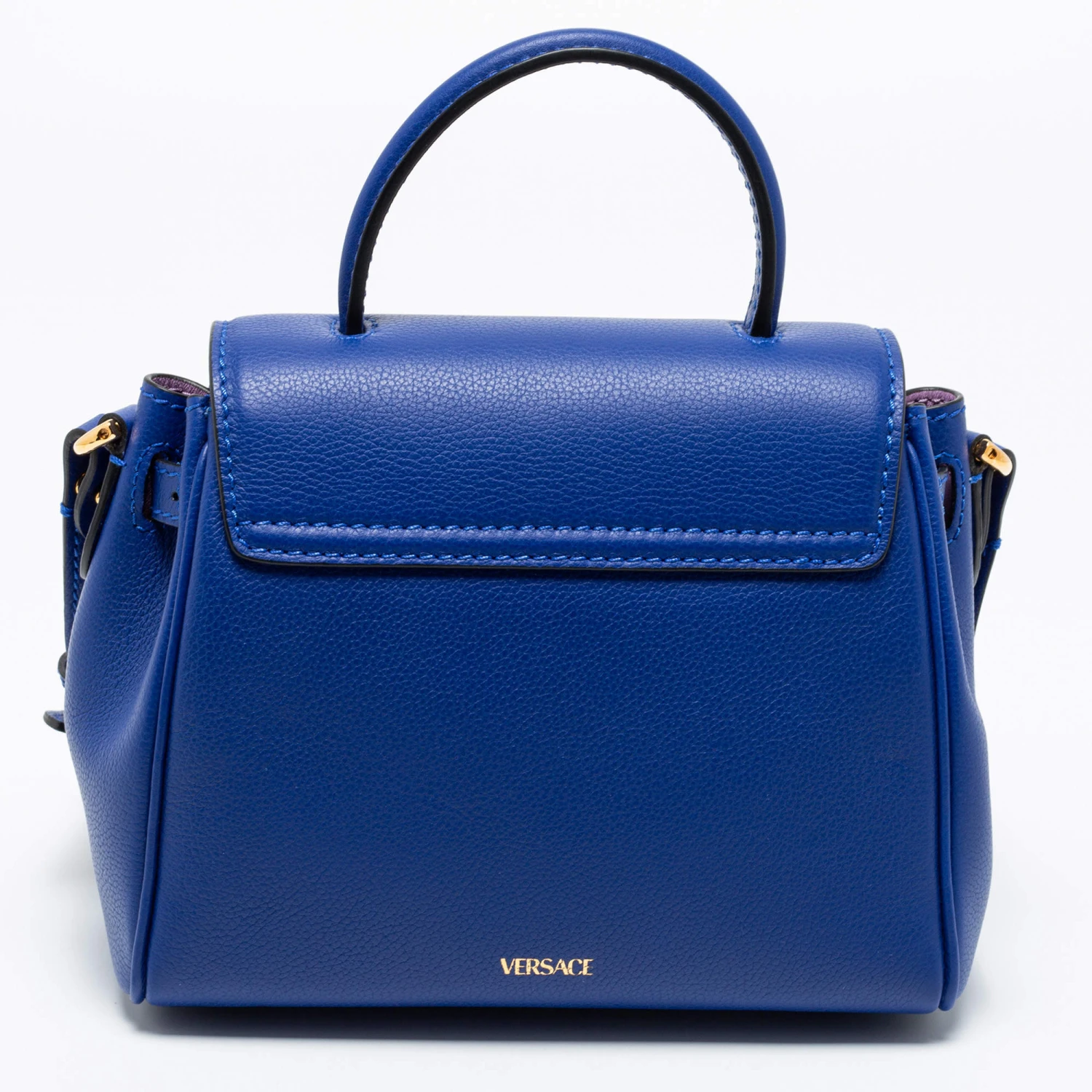 Versace Blue Leather La Medusa Top Handle Bag For Women 4 Versace Blue Leather La Medusa Top Handle Bag For Women - Image 4