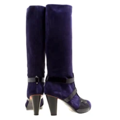 Versace Purple Suede Knee Length Boots Size 41 For Women -Versace Official Website luxury women versace new shoes p167118 002