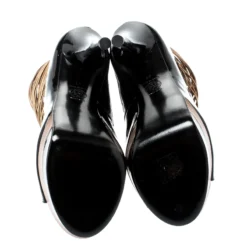 Versace Black/ Metallic Dull Gold Patent Leather Peep Toe Platform Cage Ankle Booties Size 41 For Women 13 Versace Black/ Metallic Dull Gold Patent Leather Peep Toe Platform Cage Ankle Booties Size 41 For Women -Versace Official Website luxury women versace new shoes p195927 001