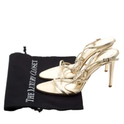 Versace Metallic Gold Leather Crystal Studded Medusa Strappy Sandals Size 41 For Women -Versace Official Website luxury women versace new shoes p208056 008