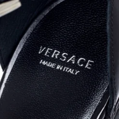 Versace Black Leather T-Strap Quilted Wedge Platform Sandals Size 37.5 For Women -Versace Official Website luxury women versace new shoes p240425 006