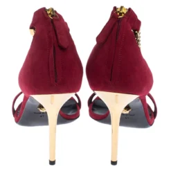 Versace Red Suede Signature Medusa Ankle Cuff Sandals Size 41 For Women -Versace Official Website luxury women versace new shoes p240968 003