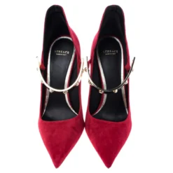 Versace Red Suede Medusa Strap Pointed Toe Pumps Size 40 For Women 10 Versace Red Suede Medusa Strap Pointed Toe Pumps Size 40 For Women -Versace Official Website luxury women versace new shoes p242863 003