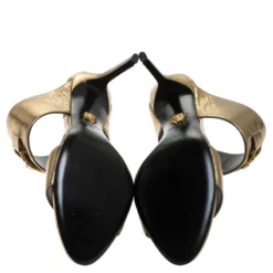 Versace Metallic Gold Leather Icon Medusa Mule Sandals Size 37 For Women -Versace Official Website luxury women versace new shoes p245471 004