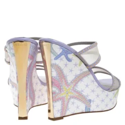 Versace Lilac Mesh And Suede Studded Trim Wedge Platform Sandals Size 40 For Women -Versace Official Website luxury women versace new shoes p265133 002