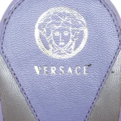 Versace Lilac Mesh And Suede Studded Trim Wedge Platform Sandals Size 40 For Women -Versace Official Website luxury women versace new shoes p265133 004