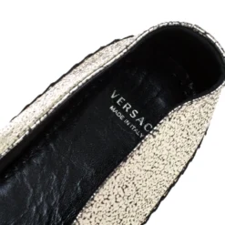 Versace Metallic Gold Medusa Slip On Espadrille Flats Size 37 For Women -Versace Official Website luxury women versace new shoes p268148 004