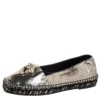 Versace Metallic Gold Medusa Slip On Espadrille Flats Size 37 For Women