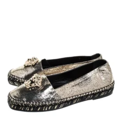 Versace Metallic Gold Medusa Slip On Espadrille Flats Size 37 For Women -Versace Official Website luxury women versace new shoes p268148 007