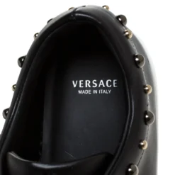 Versace Black Studded Leather Medusa City Platform Sneakers Size 39 For Women -Versace Official Website luxury women versace new shoes p279544 006