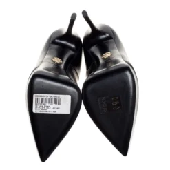 Versace Black Leather Medusa Platform Pointed Toe Pumps Size 38 For Women -Versace Official Website luxury women versace new shoes p328336 001