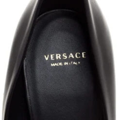 Versace Black Leather Medusa Platform Pointed Toe Pumps Size 38 For Women -Versace Official Website luxury women versace new shoes p328336 004