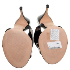 Versace White/Black Patent Leather And Leather Slide Sandals Size 38 For Women -Versace Official Website luxury women versace new shoes p361823 006