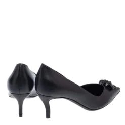 Versace Black Leather Medusa Pointed Toe Pumps Size 37 For Women -Versace Official Website luxury women versace new shoes p447093 005