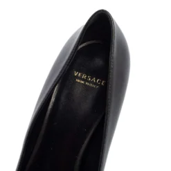 Versace Black Leather Medusa Pointed Toe Pumps Size 37 For Women -Versace Official Website luxury women versace new shoes p447093 007