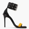 Versace Black Mesh/Leather Versus Sandals Size EU 39 For Women