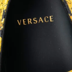 Versace Yellow/Black Canvas Greca Barocco Low Top Sneakers Size 41.5 For Men -Versace Official Website luxury women versace new shoes p531131 005