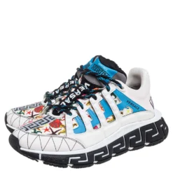 Versace Multicolor Leather And Fabric Trigreca Low Top Sneakers Size 38 For Women -Versace Official Website luxury women versace new shoes p533414 001