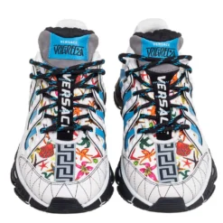 Versace Multicolor Leather And Fabric Trigreca Low Top Sneakers Size 38 For Women -Versace Official Website luxury women versace new shoes p533414 005