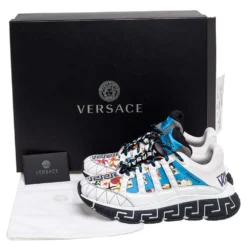 Versace Multicolor Leather And Fabric Trigreca Low Top Sneakers Size 38 For Women -Versace Official Website luxury women versace new shoes p533414 009