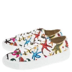 Versace Multicolor Canvas Starfish Print Low Top Sneakers Size 40 For Women -Versace Official Website luxury women versace new shoes p537297 001