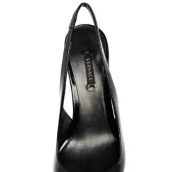 Versace Black Patent Leather Palazzo Medusa Slingback Pumps Size 39 For Women -Versace Official Website luxury women versace new shoes p551045 003