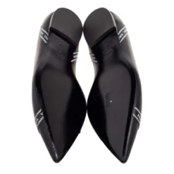 Versace Black Leather Logo Tape Detail Pointed-Toe Ballet Flats Size 41 For Women -Versace Official Website luxury women versace new shoes p592511 008