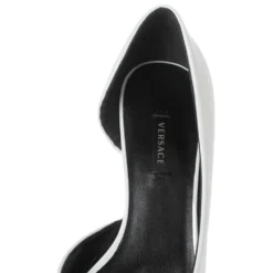 Versace White Patent Leather Pointed-Toe D'orsay Pumps Size 39.5 For Women -Versace Official Website luxury women versace new shoes p593961 004