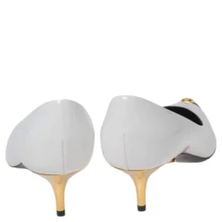 Versace White Patent Leather Pointed-Toe D'orsay Pumps Size 39.5 For Women -Versace Official Website luxury women versace new shoes p593961 007