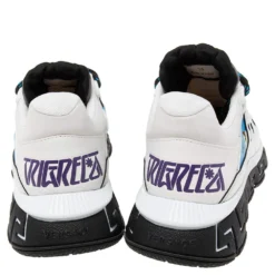 Versace White Leather And Canvas Tresor De La Mer Trigreca Lace Up Sneakers Size 39 For Women -Versace Official Website luxury women versace new shoes p603308 005