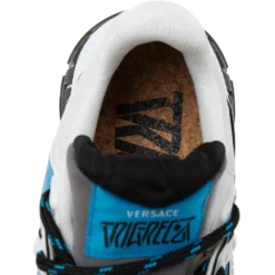 Versace White Leather And Canvas Tresor De La Mer Trigreca Lace Up Sneakers Size 39 For Women -Versace Official Website luxury women versace new shoes p603308 007