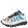 Versace White Leather And Canvas Tresor De La Mer Trigreca Lace Up Sneakers Size 39 For Women
