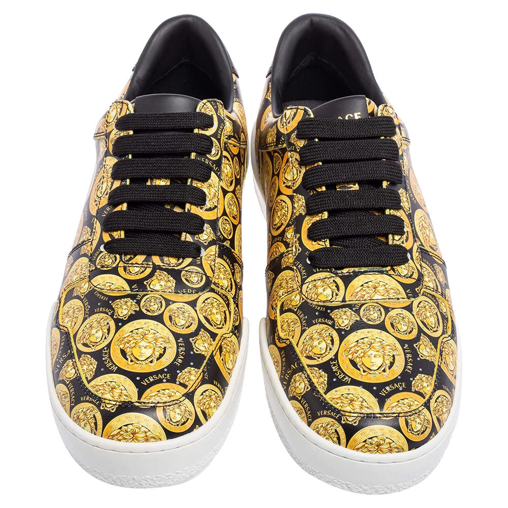 Versace Yellow/Black Leather Medusa Amplified Ilus Sneakers Size 40.5 For Women 3 Versace Yellow/Black Leather Medusa Amplified Ilus Sneakers Size 40.5 For Women - Image 3